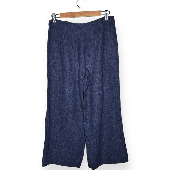 THEORY 100% Linen Terena Wide Leg Pants Chambray Minimalist Career Preppy Blue 6 - Picture 2 of 9